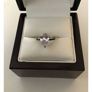 1.5Ct Pear Cut Solitaire Sim Diamond Engagement Ring Sz 10~925SS